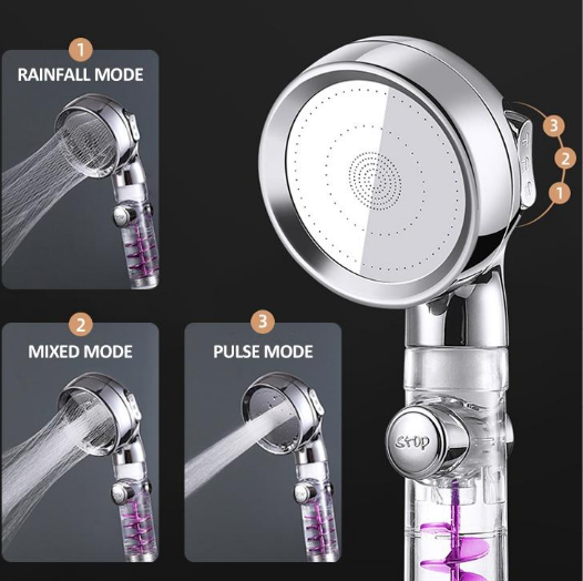 Турбо насадка - массажер для душа с 3-мя скоростями 3-FUNCTION PRESSURIZED SHOWER HEAD - фото 2 - id-p214287004