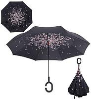 Умный двухсторонний зонт с обратным открыванием / цветы сакуры