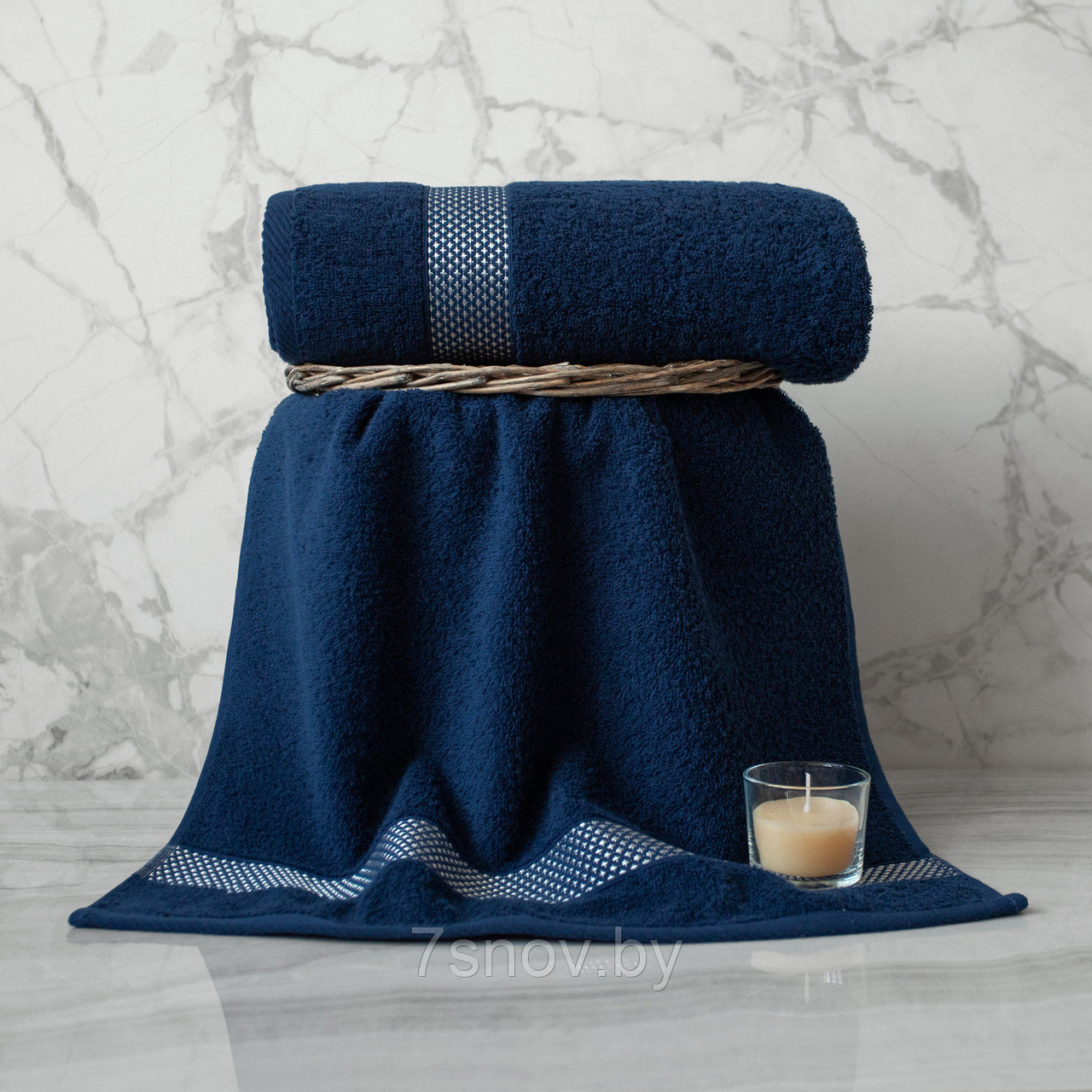 Махровое полотенце 70х130 синий перламутр