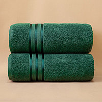 Набор махровых полотенец темно-зеленый