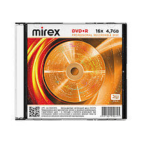 Диск DVD+R Mirex, 4.7GB, 16x, Slim Сase (1 штука)