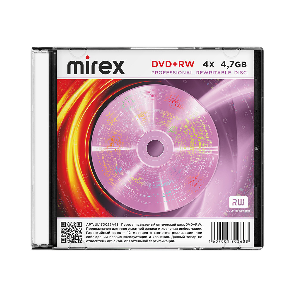 Диск DVD+RW - MIREX 4.7GB 4X Slim Сase