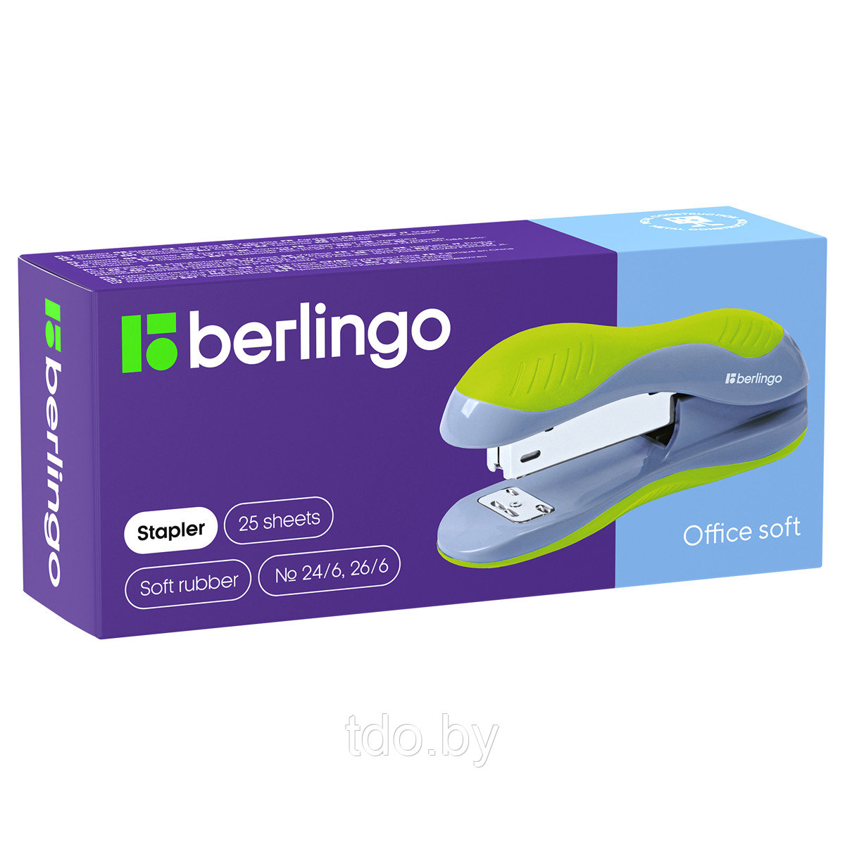 Степлер №24/6, 26/6 Berlingo "Office Soft" до 25л., пластиковый корпус, синий - фото 2 - id-p214381756