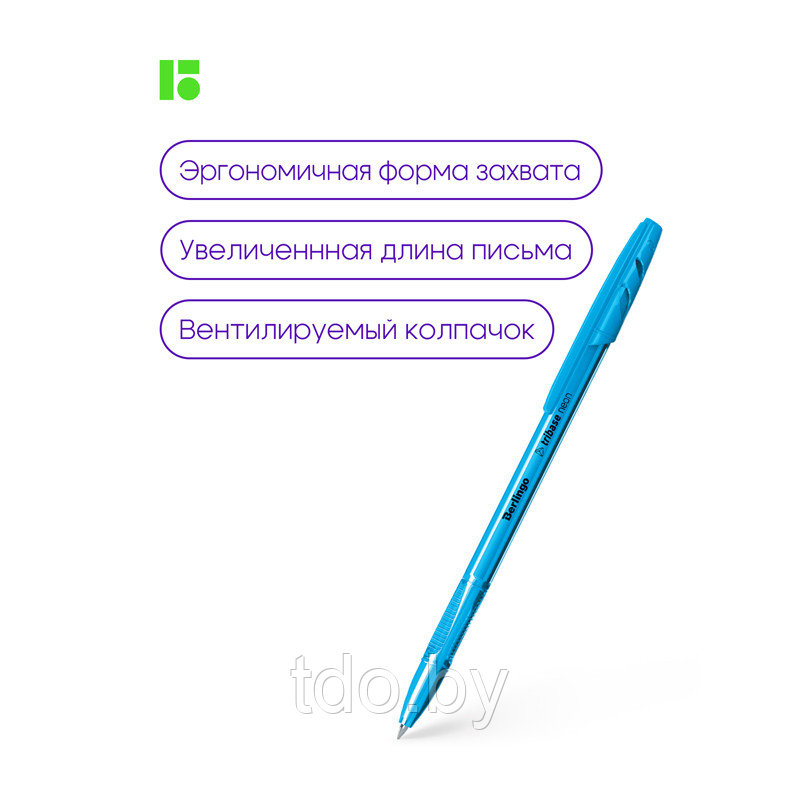Ручка шариковая Berlingo "Tribase Neon" синяя, 0,7мм, корпус ассорти - фото 3 - id-p214381776