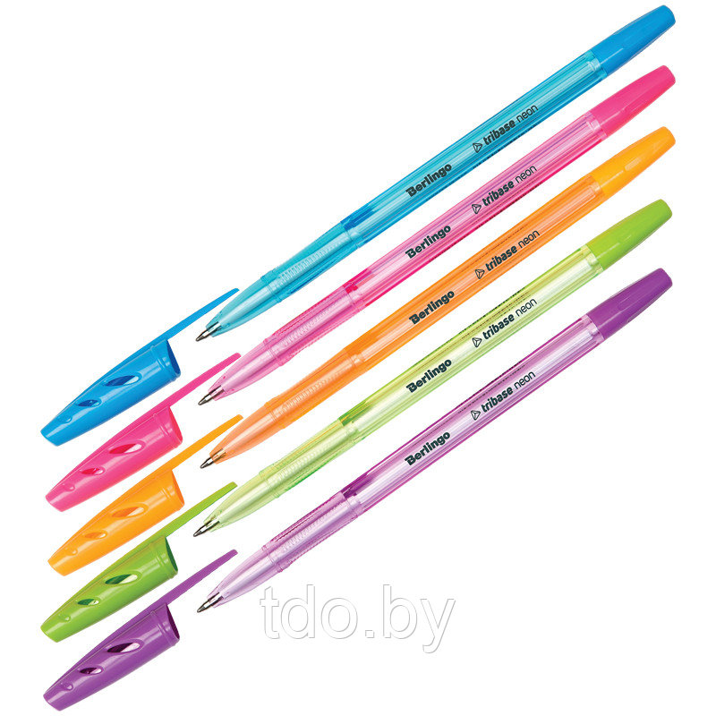 Ручка шариковая Berlingo "Tribase Neon" синяя, 0,7мм, корпус ассорти - фото 1 - id-p214381776