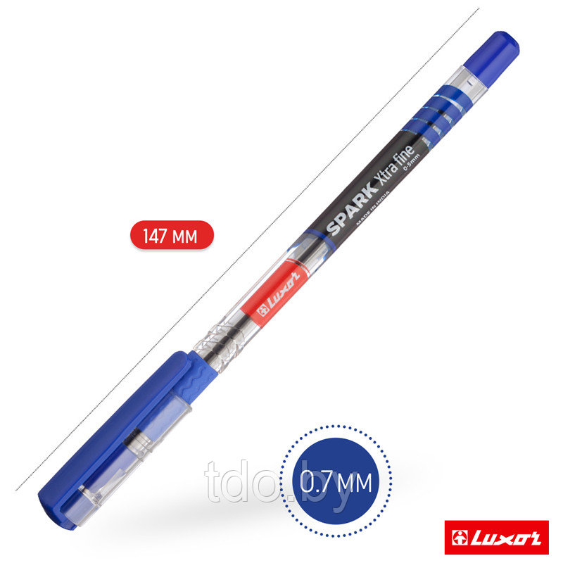 Ручка шариковая Luxor "Spark" синяя, 0,7мм, грип - фото 2 - id-p214381792