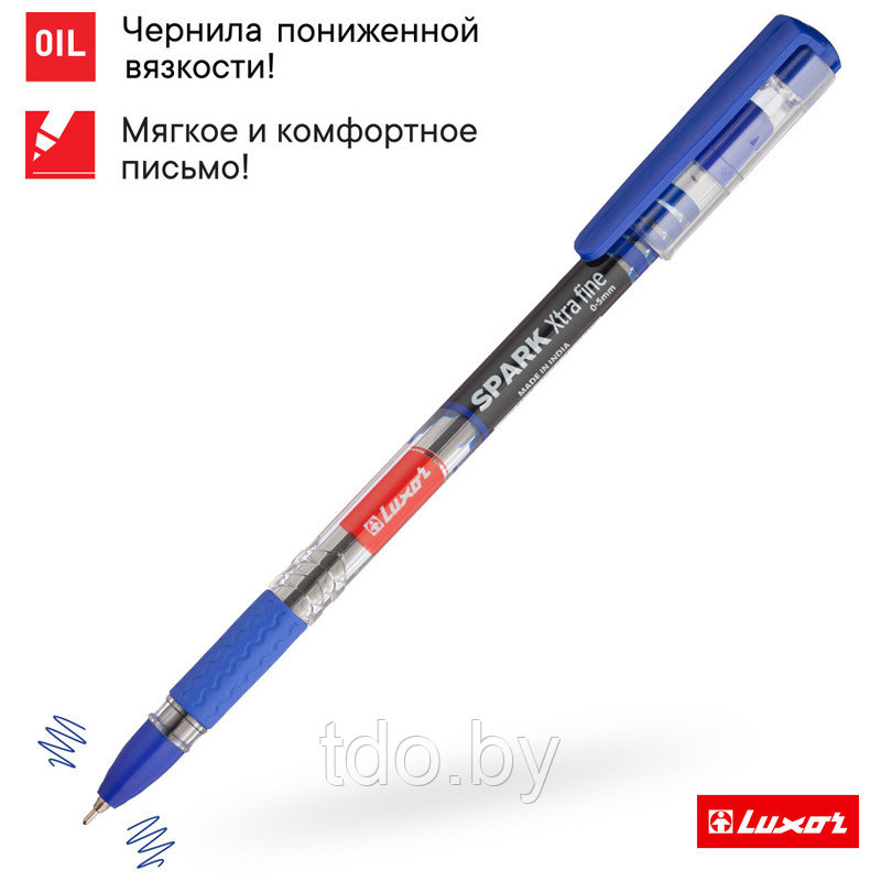 Ручка шариковая Luxor "Spark" синяя, 0,7мм, грип - фото 4 - id-p214381792