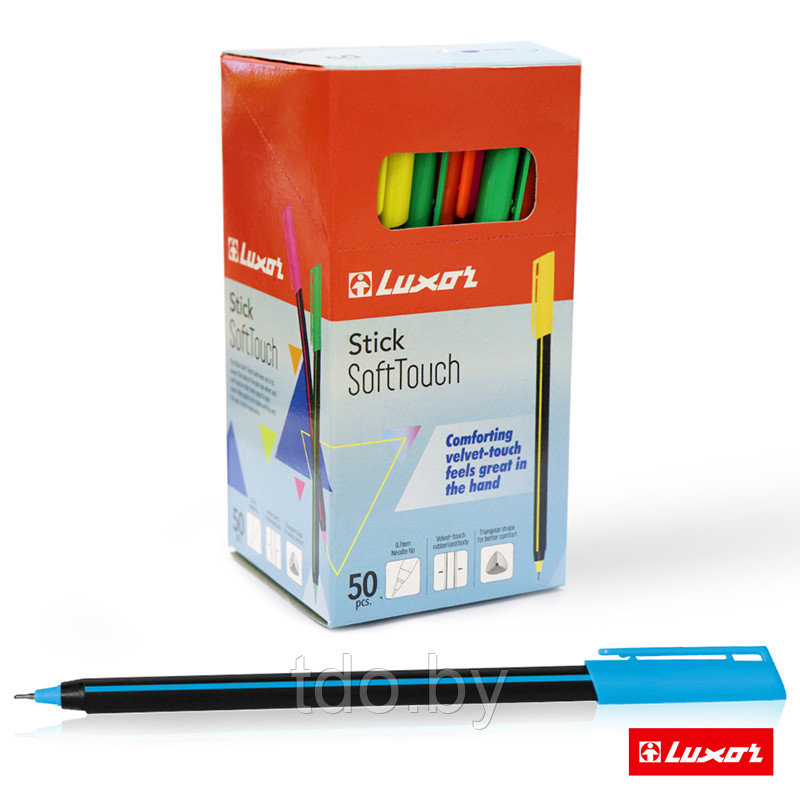 Ручка шариковая Luxor "Stick Soft Touch" синяя, 0,7мм, корпус ассорти - фото 6 - id-p214381800