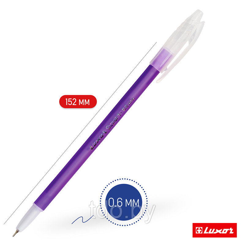 Ручка шариковая Luxor "Super 1" синяя, 0,6мм, корпус ассорти - фото 5 - id-p214381814
