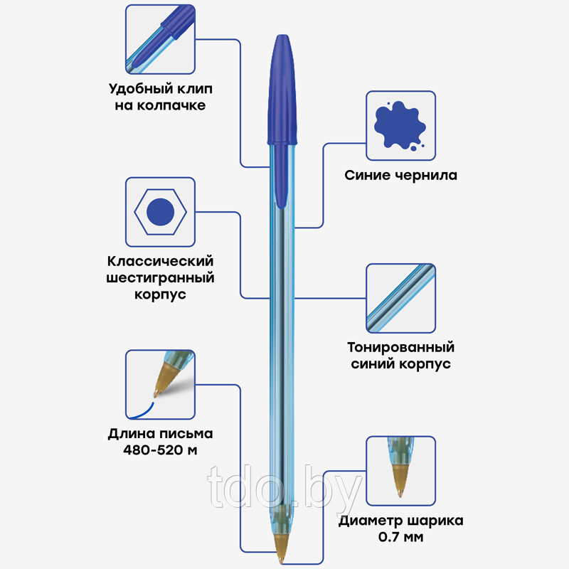 Ручка шариковая OfficeSpace "LC-Blue" синяя, 0,7мм - фото 2 - id-p214381826