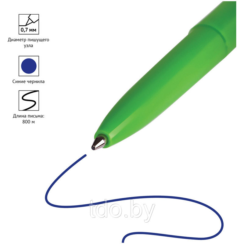 Ручка шариковая автоматическая OfficeSpace "CubaLibre" синяя, 0,7мм, корпус ассорти - фото 3 - id-p214382379