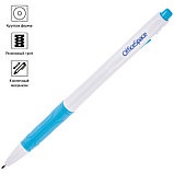 Ручка шариковая автоматическая OfficeSpace синяя, 0,7мм, грип, белый корпус, фото 2