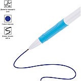 Ручка шариковая автоматическая OfficeSpace синяя, 0,7мм, грип, белый корпус, фото 3