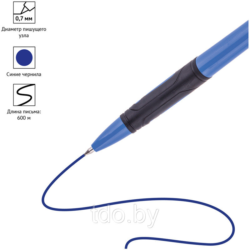 Ручка шариковая автоматическая OfficeSpace синяя, 0,7мм, грип, цветной корпус - фото 3 - id-p214382404