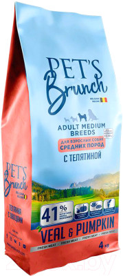 Сухой корм для собак Pet's Brunch Adult Medium Breeds с телятиной - фото 1 - id-p214388638