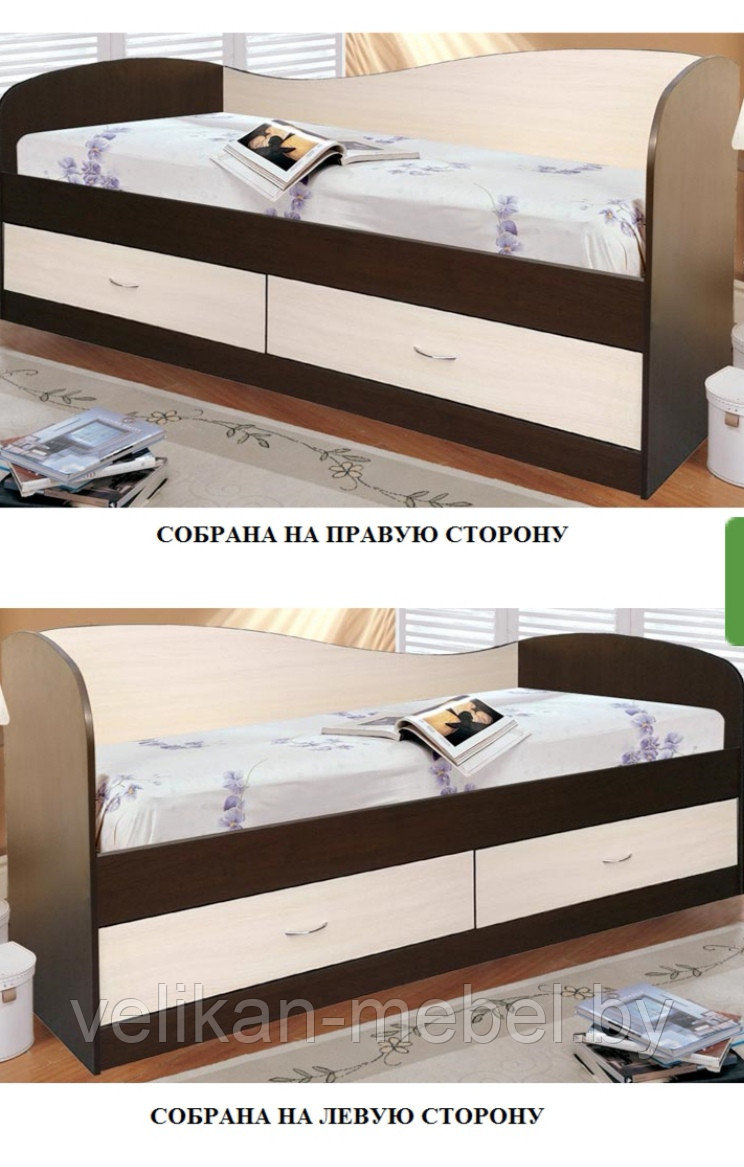 Кровать односпальная с шуфлядами " Лагуна-2", белый/сонома - фото 5 - id-p214390000