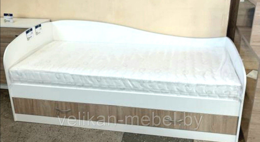 Кровать односпальная с шуфлядами " Лагуна-2", белый/сонома - фото 6 - id-p214390000