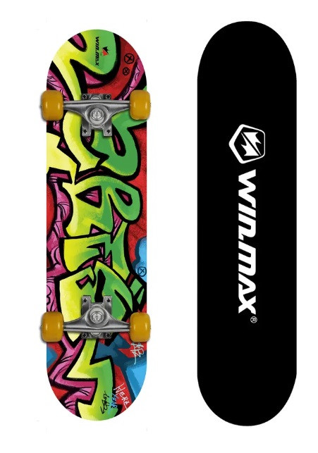 Скейтборд Winmax (кит.клен), колесо 50х36 мм., (зеленый граффити) ABEC-7 , WME05015Z3 - фото 1 - id-p214390038