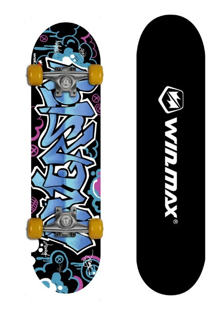 Скейтборд Winmax (кит.клен), колесо 50х36 мм., (синий граффити) ABEC-7 , WME05015Z4