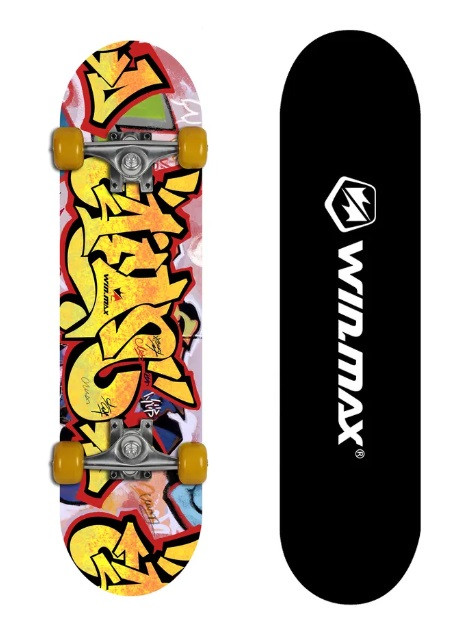 Скейтборд Winmax (кит.клен), колесо 50х36 мм., (желтый граффити) ABEC-7 , WME05015Z1 - фото 1 - id-p214390035