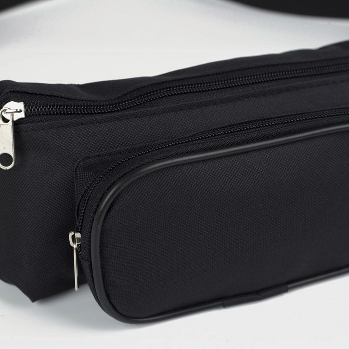 Поясная сумка на молнии, наружный карман, цвет чёрный - фото 3 - id-p214390882