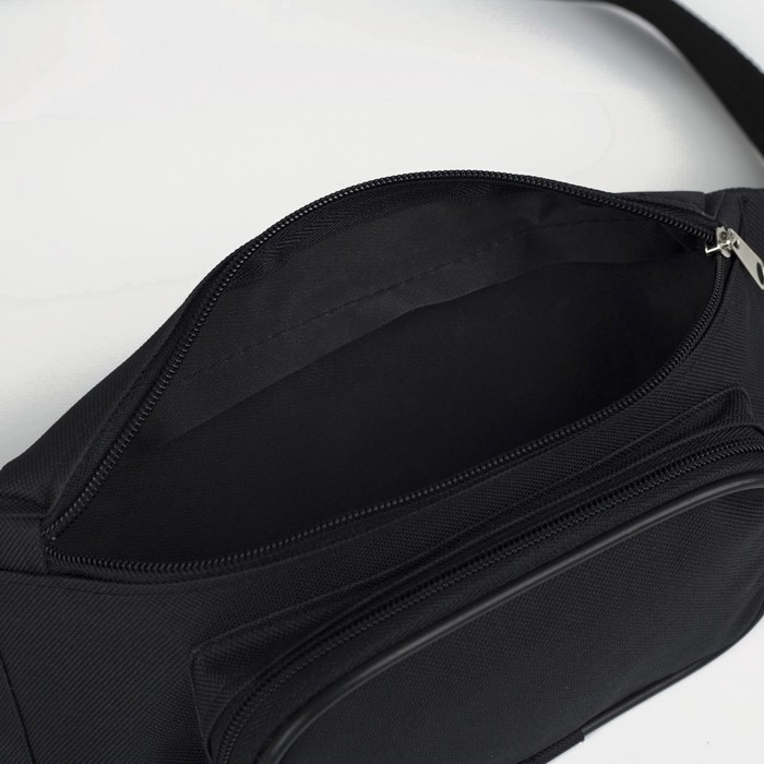 Поясная сумка на молнии, наружный карман, цвет чёрный - фото 4 - id-p214390882