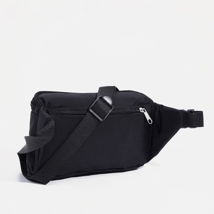 Поясная сумка на молнии, наружный карман, регулируемый ремень, цвет чёрный - фото 3 - id-p214391199