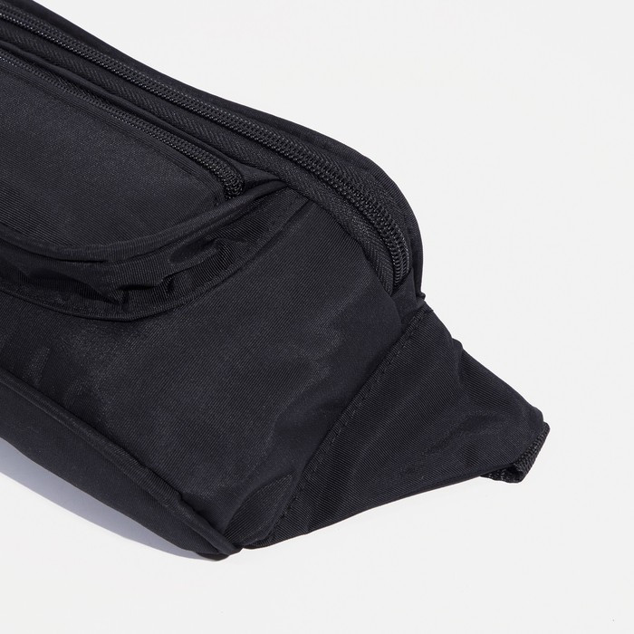 Поясная сумка на молнии, наружный карман, регулируемый ремень, цвет чёрный - фото 4 - id-p214391199