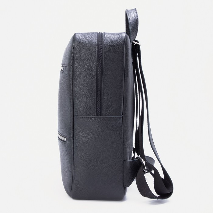 Рюкзак на молнии, 2 наружных кармана, цвет чёрный - фото 2 - id-p214391260