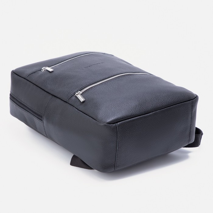 Рюкзак на молнии, 2 наружных кармана, цвет чёрный - фото 4 - id-p214391260