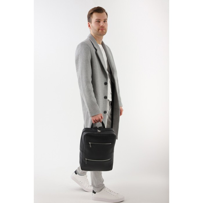 Рюкзак на молнии, 2 наружных кармана, цвет чёрный - фото 6 - id-p214391260
