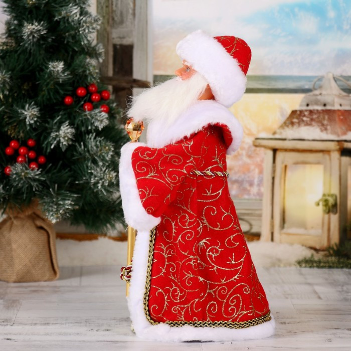 Дед Мороз "Посох с кристаллом" двигается, 38 см, красный - фото 2 - id-p214392794