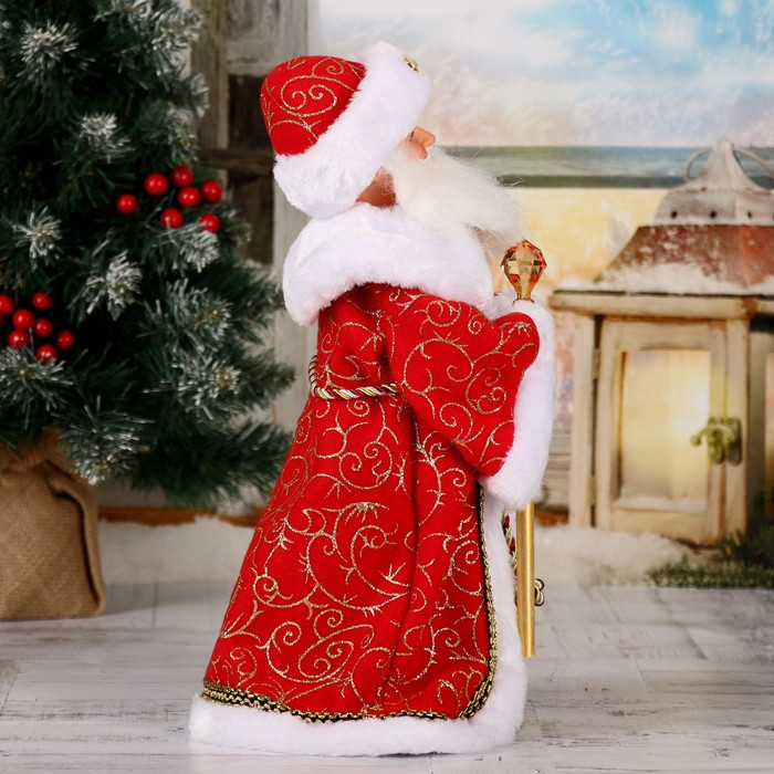 Дед Мороз "Посох с кристаллом" двигается, 38 см, красный - фото 3 - id-p214392794