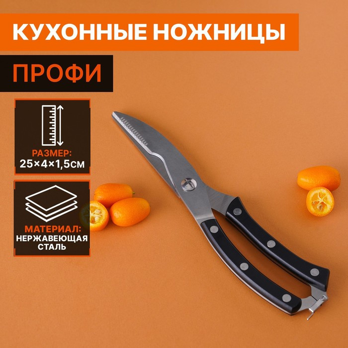 Ножницы кухонные Доляна «Профи», 25×4×1,5 см - фото 1 - id-p214393840
