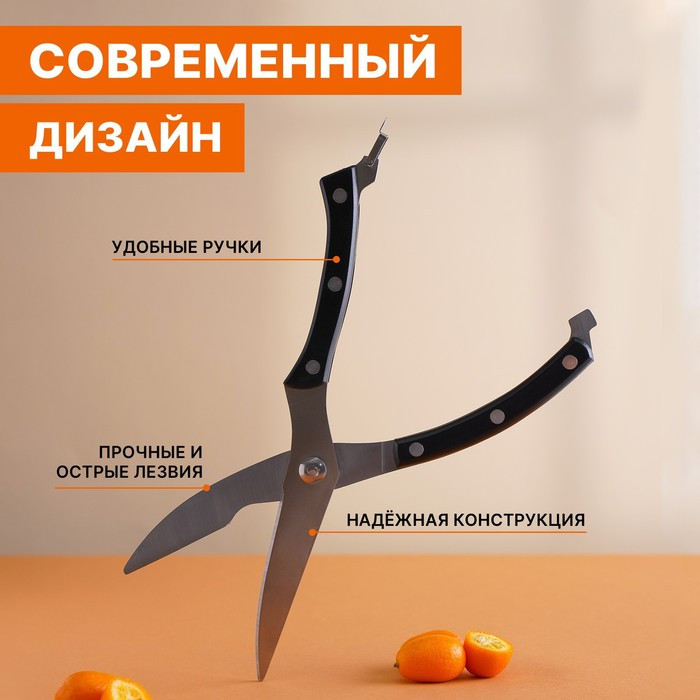 Ножницы кухонные Доляна «Профи», 25×4×1,5 см - фото 3 - id-p214393840