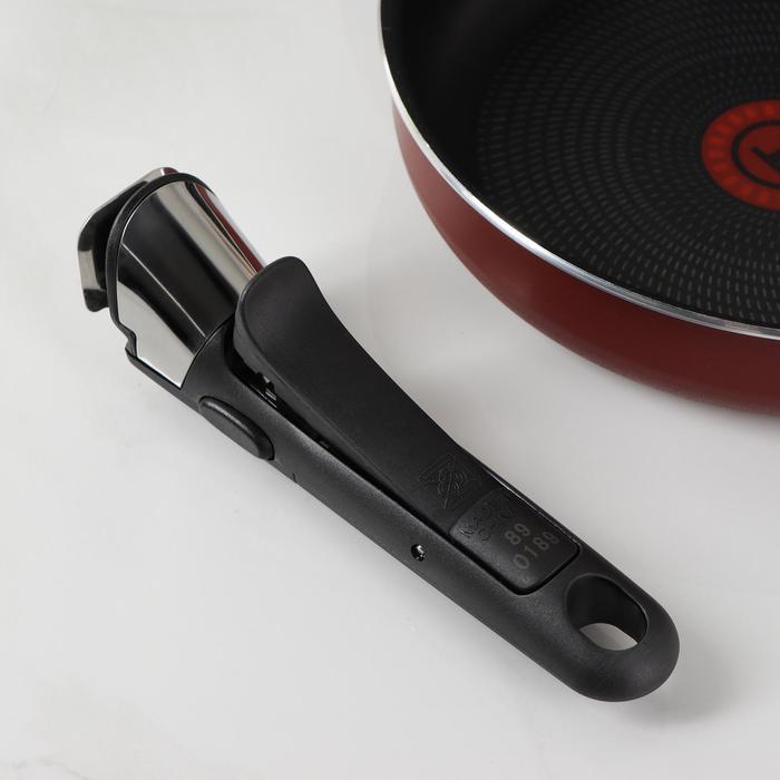 Набор посуды Tefal Ingenio Red 5, 3 предмета: сковороды 22 см, 26 см, съёмная ручка, цвет бордовый - фото 7 - id-p214394578