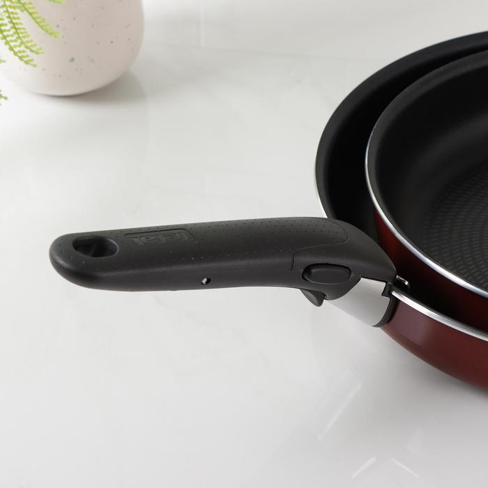 Набор посуды Tefal Ingenio Red 5, 3 предмета: сковороды 22 см, 26 см, съёмная ручка, цвет бордовый - фото 8 - id-p214394578