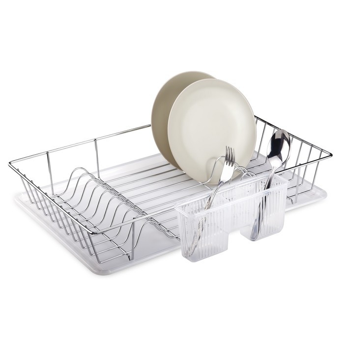 Сушилка для посуды и приборов, с поддоном, цвет хром, KB003 - фото 1 - id-p214394094