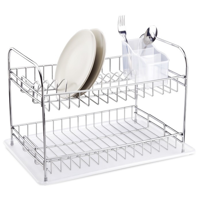 Сушилка для посуды и приборов, настольная, с поддоном, цвет хром, KB007 - фото 1 - id-p214394100