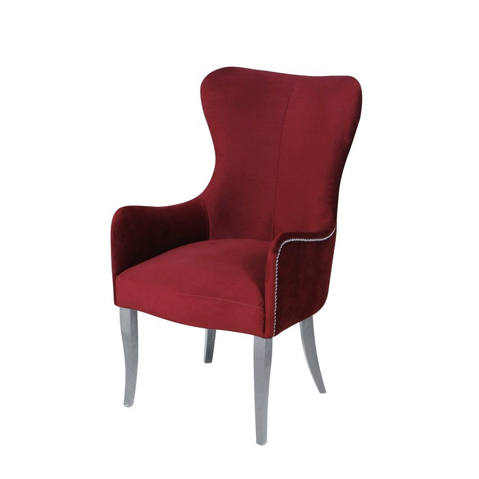 Кресло «Лари», ткань велюр, молдинг бронза, опоры массив белый, цвет берри - фото 1 - id-p214396409