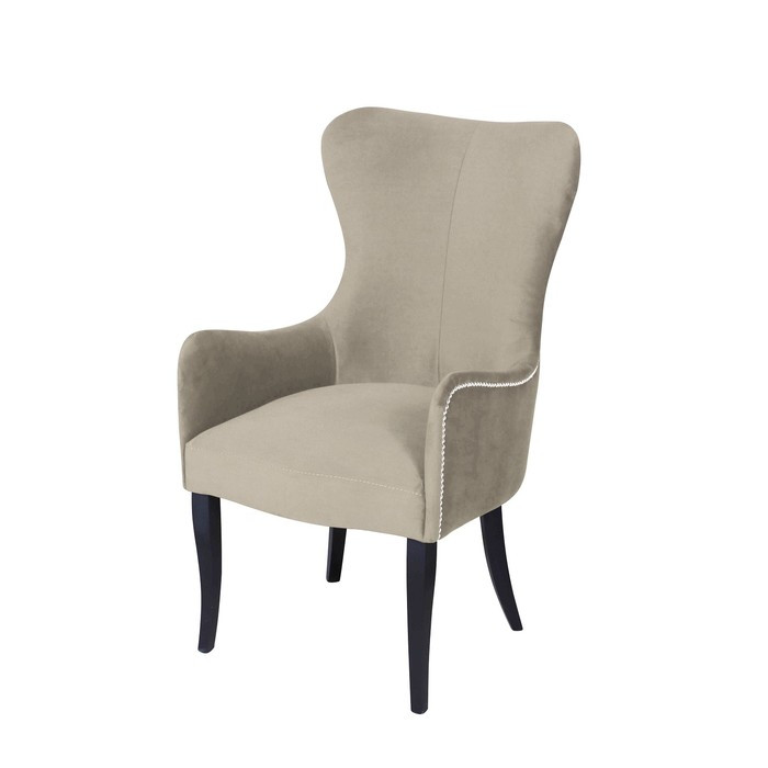 Кресло «Лари», ткань велюр, молдинг бронза, опоры массив венге, цвет боне - фото 1 - id-p214396410