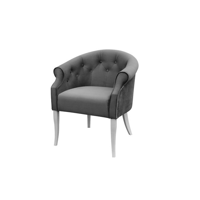 Кресло «Милан», ткань велюр, молдинг никель, опоры массив белый, цвет грей - фото 1 - id-p214396414