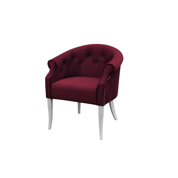 Кресло «Милан», ткань велюр, молдинг никель, опоры массив белый, цвет берри - фото 1 - id-p214396415
