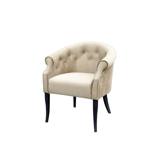 Кресло «Милан», ткань велюр, молдинг никель, опоры массив венге, цвет боне - фото 1 - id-p214396417