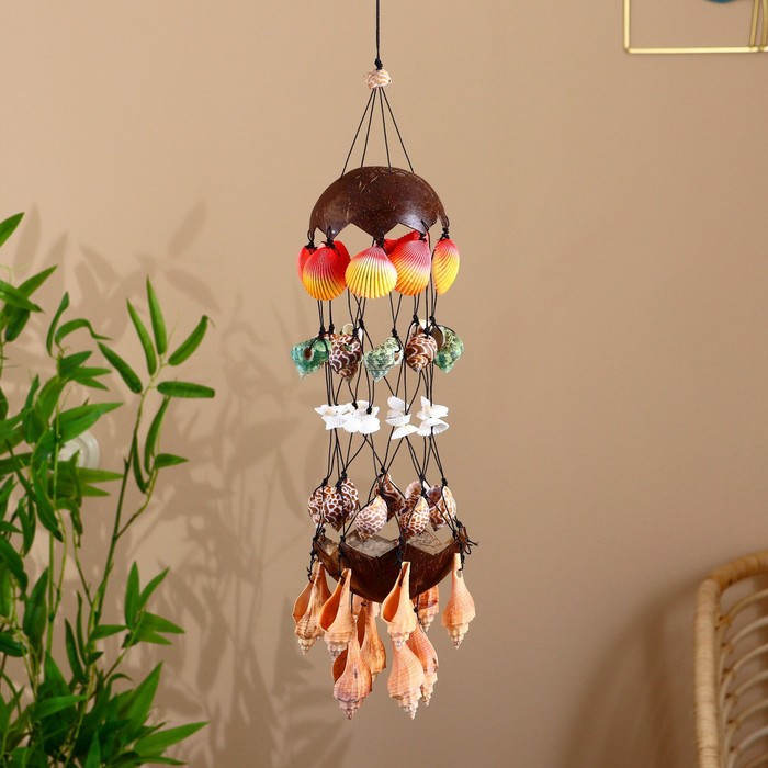 Подвесной сувенир "Дары моря" ракушки, кокос 13х13х65 см - фото 1 - id-p214396632