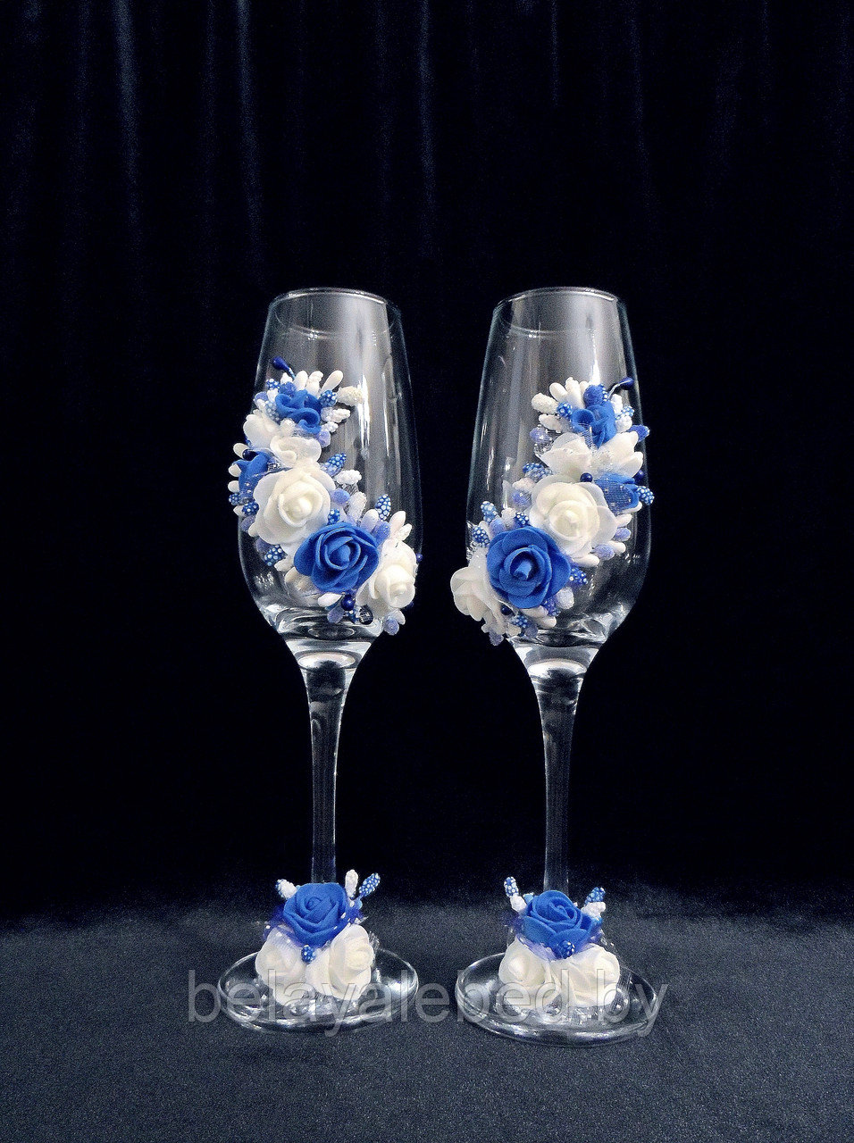 Комплект свадебных свечей бело-синего цвета. - фото 2 - id-p189520980