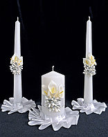 Комплект свадебных свечей "Семейный очаг" с искусственными каллами