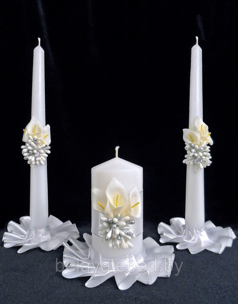 Комплект свадебных свечей "Семейный очаг" с искусственными каллами - фото 1 - id-p214400829