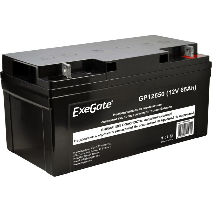 Аккумуляторная батарея ExeGate GP12650 (12V 65Ah, под болт М6) EX282981RUS - фото 1 - id-p214265060
