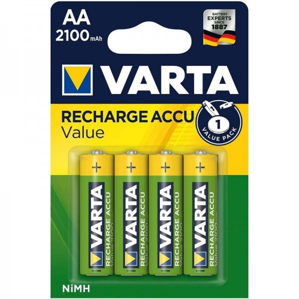 Аккумуляторы Varta Recharge Accu Value 2100mAh 4 шт AA (HR6) - фото 1 - id-p214422572